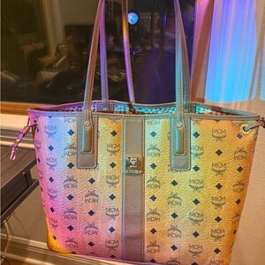 MCM Visetos Leather Trim Reversible Large Tote Shoulder Bag